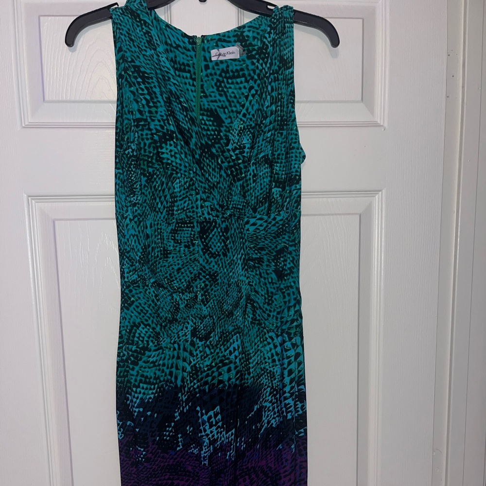 Calvin Klein Teal and Purple  Dress